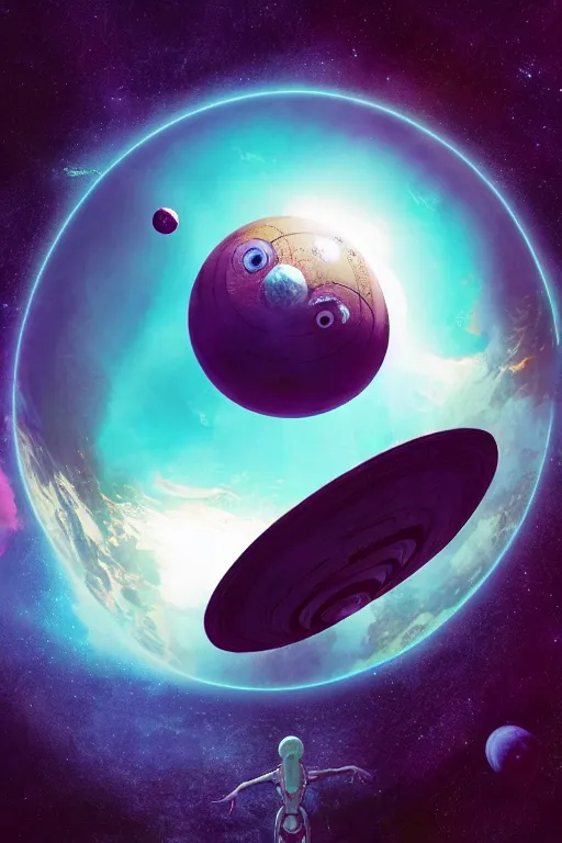 Image similar to rotating alien colonie around planet like avatar by stanley kubrick and tooth wu and wlop and beeple