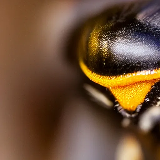 Prompt: closeup of a wasp's head, nature, macro, detailed, lighting