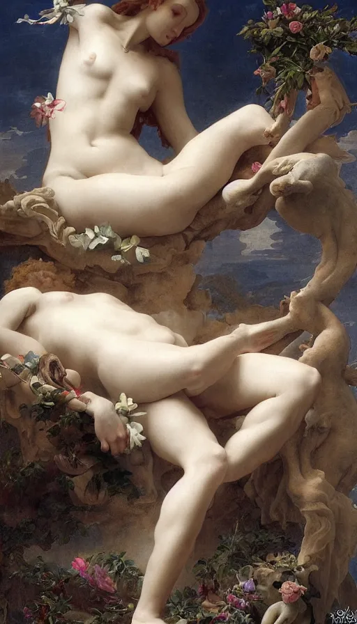 Prompt: life and death mixing together, by guillaume seignac