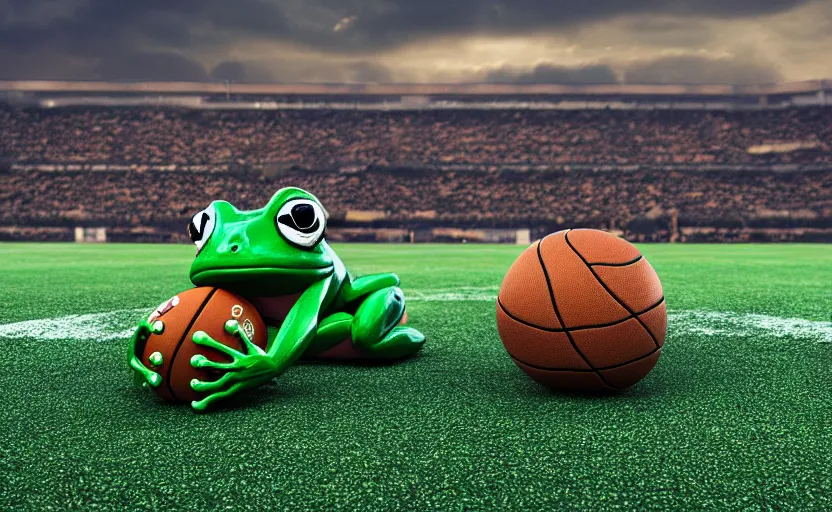 Image similar to formal frog sports mascots quiddich game, highly detailed, extremely high quality, hd, 4 k, 8 k, professional photographer, 4 0 mp, lifelike, top - rated, award winning, cinematic, realistic, detailed lighting, detailed shadows, sharp, no blur, edited, corrected, trending