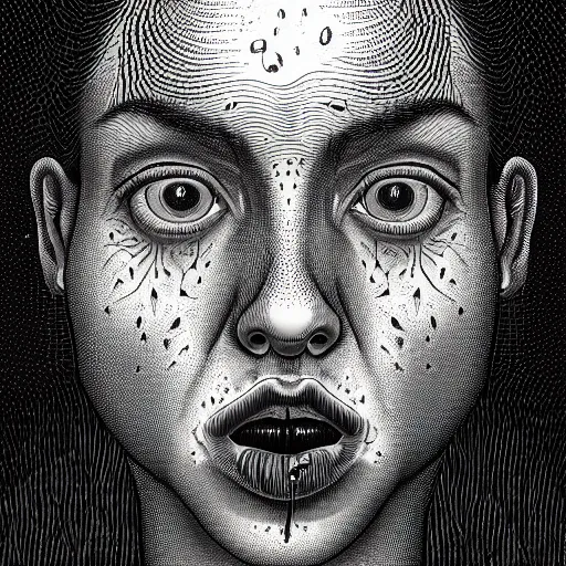 Prompt: a portrait a very ordinary person, by Dan Hillier, detailed, monochromatic, high contrast, portrait, anatomically correct, beautiful perfect face, sharp focus, Highly Detailed