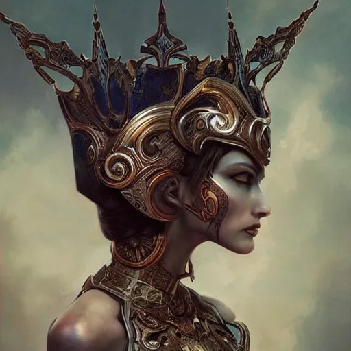 Prompt: beautiful in full sophisticated mage armor, soft painting of a curiosities graceful futuristic multidimensional carnival, perfectly detailed linework, symmetrical accurate intricate sensual features, highly detailed, artstation, sharp focus, tom bagshaw