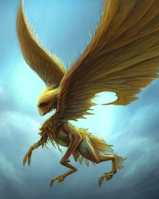 Prompt: a cute magical flying creature with wings, fantasy art drawn by disney concept artists, golden colour, high quality, highly detailed, elegant, sharp focus, concept art, character concepts, digital painting, mystery, adventure