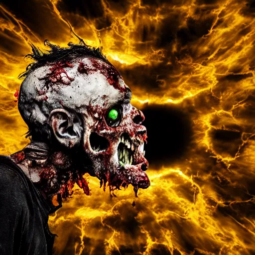 Image similar to exploding zombie head, high definition photography, professional