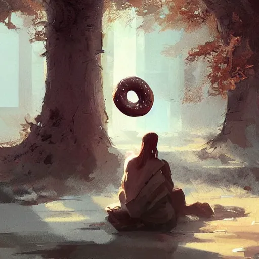 Image similar to 🍩 , digital Art, Greg rutkowski, Trending artstation,cinematic