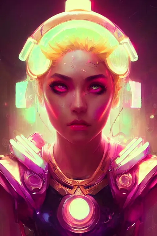 Image similar to lux from league of legends, cyberpunk futuristic neon. decorated with traditional japanese ornaments by ismail inceoglu dragan bibin hans thoma greg rutkowski alexandros pyromallis nekro rene maritte illustrated, perfect face, fine details, realistic shaded, fine - face, pretty face