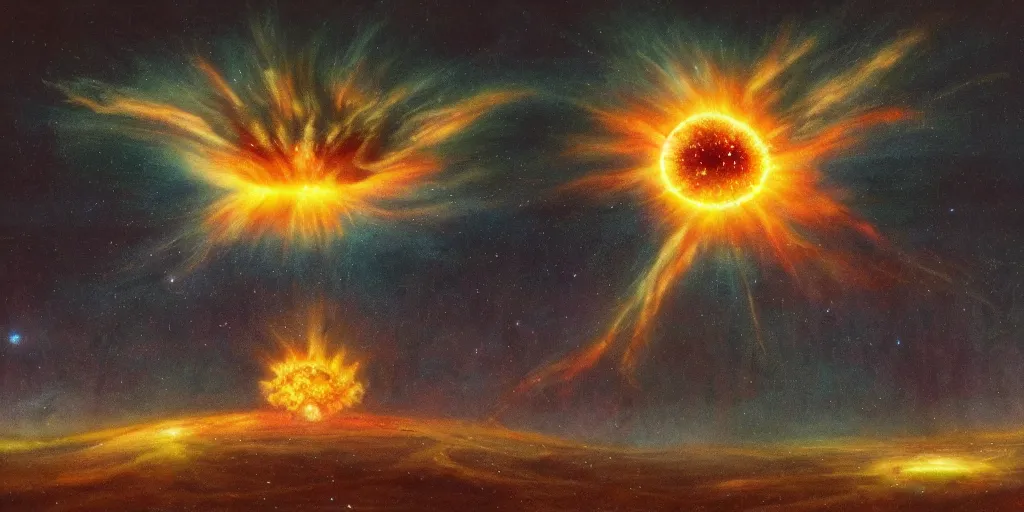 Image similar to a nuclear explosion of cosmic energy landscape