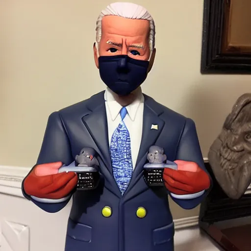 Image similar to joe bilden holding a nendoroid joe biden