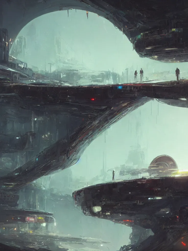 Image similar to concept art of a giant white dome with a single bridge leading outside to the ocean, grimy, gritty, blade runner 2 0 4 9, trending on artstation, award winning painting, cgi, art by john berkey and anton fadeev and john howe and simon stalenhag