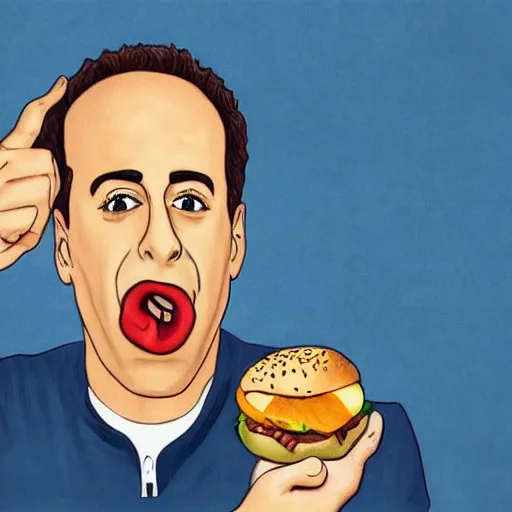 hyper realistic portrait of jerry seinfeld eating a | Stable Diffusion