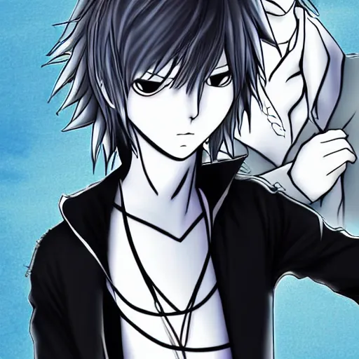 Image similar to young blonde boy fantasy thief, death note style, anime style