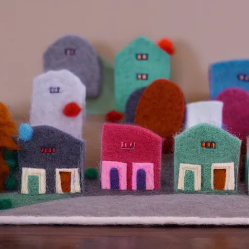 Prompt: miniature San Francisco made of fuzzy felt and furry fabric