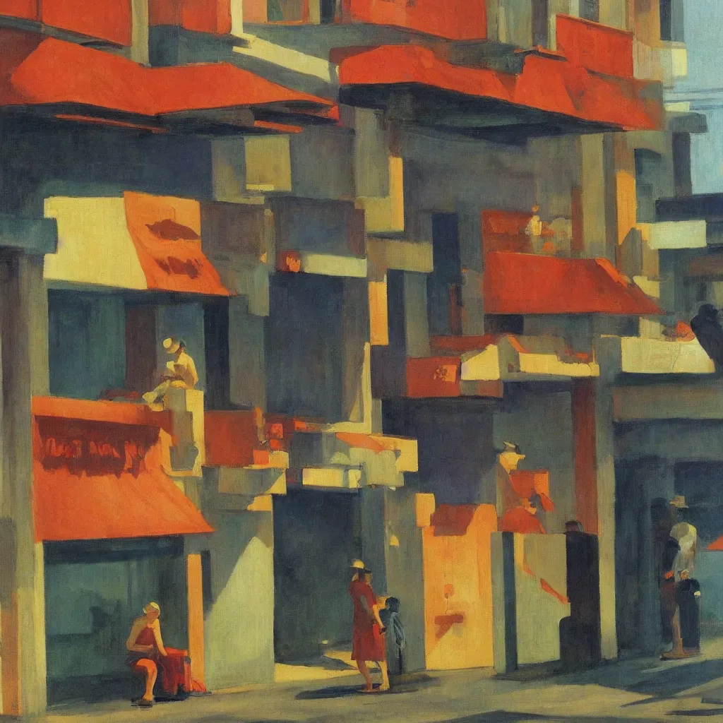 Prompt: singapore - painted by edward hopper