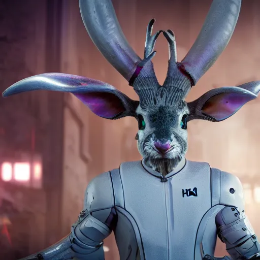 cyborg albino jackalope cyberpunk, 8K HD, movie still | Stable ...