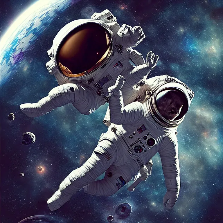 Image similar to epic professional digital art of terrified astronaut in spacesuit plummeting out of space, painted,, horror, leesha hannigan, wayne haag, reyna rochin, ignacio fernandez rios, mark ryden, iris van herpen, best on artstation, best on cgsociety, epic, stunning, gorgeous, much wow, cinematic, masterpiece