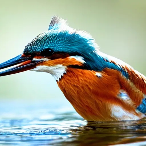 Prompt: beautiful closeup shot of a common kingfisher under the sunlight