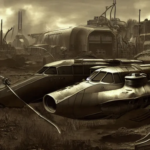 Prompt: fallout 4 spaceship concept art, astonishing detail, smooth lines, great composition, award winning