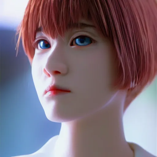 Image similar to Rei Ayanami from Neon Genesis Evangelion, live action, portrait shot,