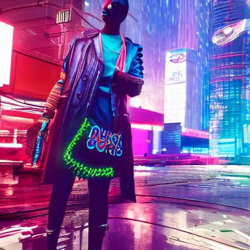 Prompt: colorful cyberpunk with gucci clothes, 8 k, octane render
