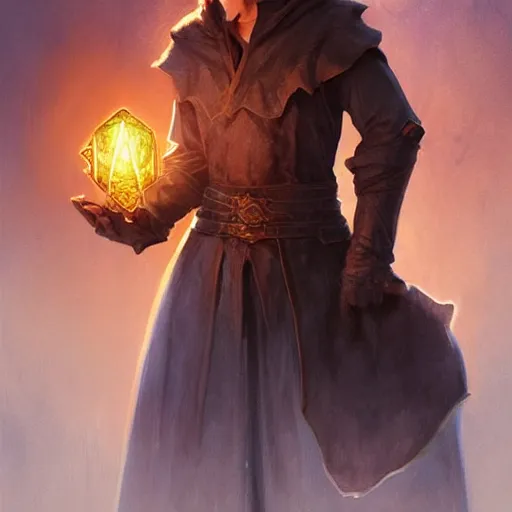 Prompt: handsome young wizard with a smirk and glowing eyes holding dark and light magic in both hands, volumetric lighting, D&D, fantasy, intricate, cinematic lighting, highly detailed, digital painting, artstation, concept art, smooth, sharp focus, illustration, art by Artgerm and Greg Rutkowski and Alphonse Mucha