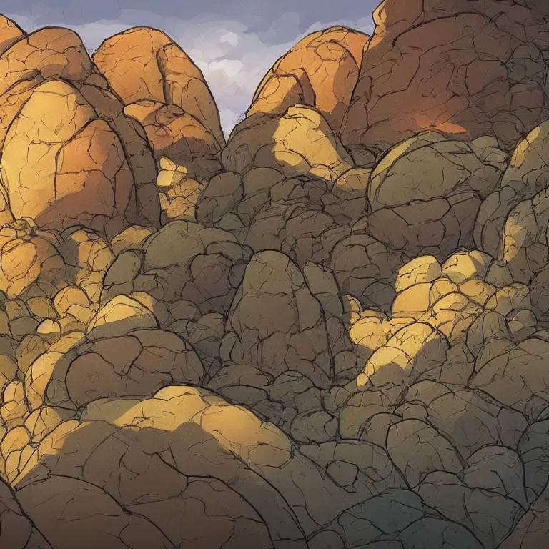 Image similar to bunch of different shapes and sizes of canyon rocks and arcs, concept art by jean giraud, featured on deviantart, environmental art, 2 d game art, concept art, artstation hq