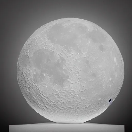 Image similar to a godness holds a moon, sculpture, hyperrealistic.