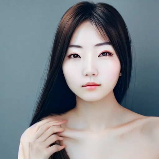 Image similar to photo portrait of beautiful Japanese women with perfect eyes and simetrical face, she have delicate traditional make up, feather in hairs , perfect cinematic light, 8k