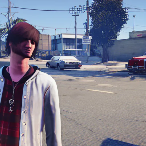 Image similar to lil peep in grand theft auto 5, hd screenshot