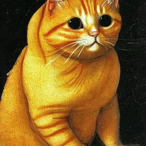 Image similar to fat orange tabby cat by leonardo davinci