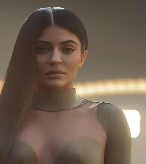 Prompt: a movie still of kylie jenner as joi in the movie blade runner 2 0 4 9