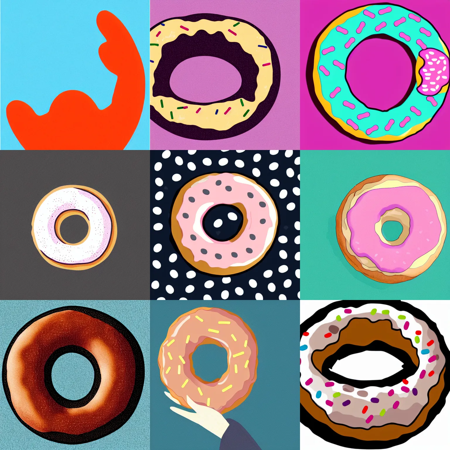 Prompt: detailed illustration of a donut shaped like a hand. donut imitating a hand.