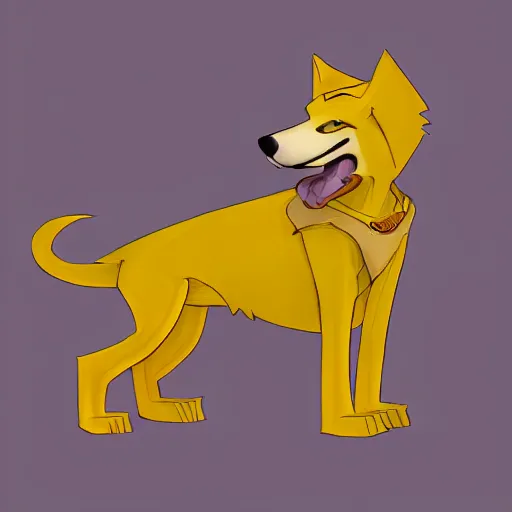 Image similar to Yellow dog man, digital art, furry fandom, artstation, furaffinity