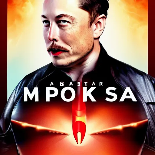 Prompt: a movie poster starring Elon Musk with a mustache as the evil mastermind supervillain, cinematic, 4k, award-winning