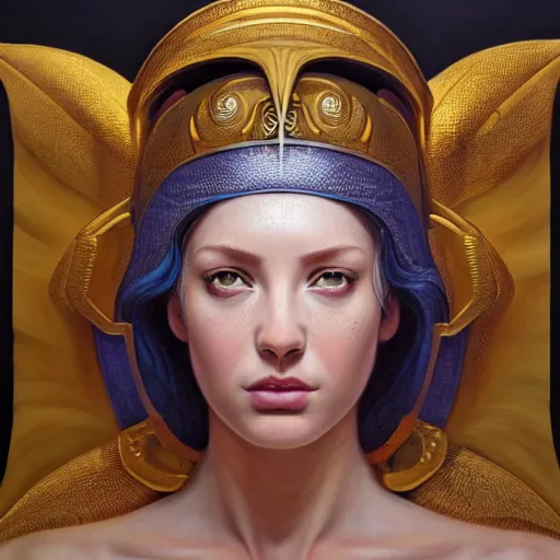 Image similar to hyperrealistic mixed media painting of beautiful goddess Athena, stunning 3d render inspired art by P. Craig Russell and Barry Windsor-Smith, perfect facial symmetry, dim volumetric lighting, 8k octane beautifully detailed render, post-processing, portrait, extremely hyper-detailed, intricate, epic composition, cinematic lighting, masterpiece, trending on artstation, very very detailed, masterpiece, stunning