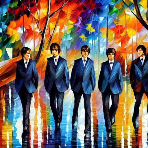 Prompt: the beatles oil painted by Leonid Afremov