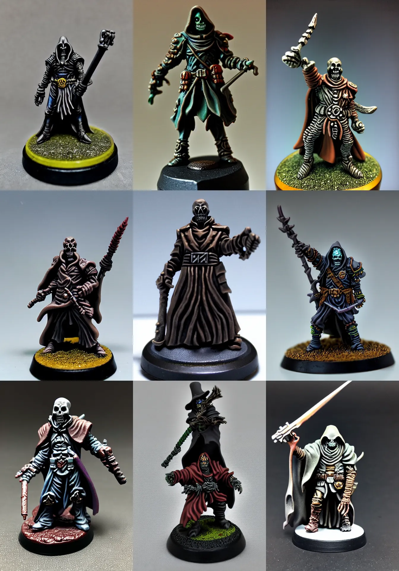 Prompt: undead lich ronald reagan, resin miniature, 2 8 mm heroic scale, games workshop, human mage, citadel colour, glowing eyes, osl, nmm, r / paintedminis, round base, fantasy ttrpg villain, dungeons and dragons, reaper minis