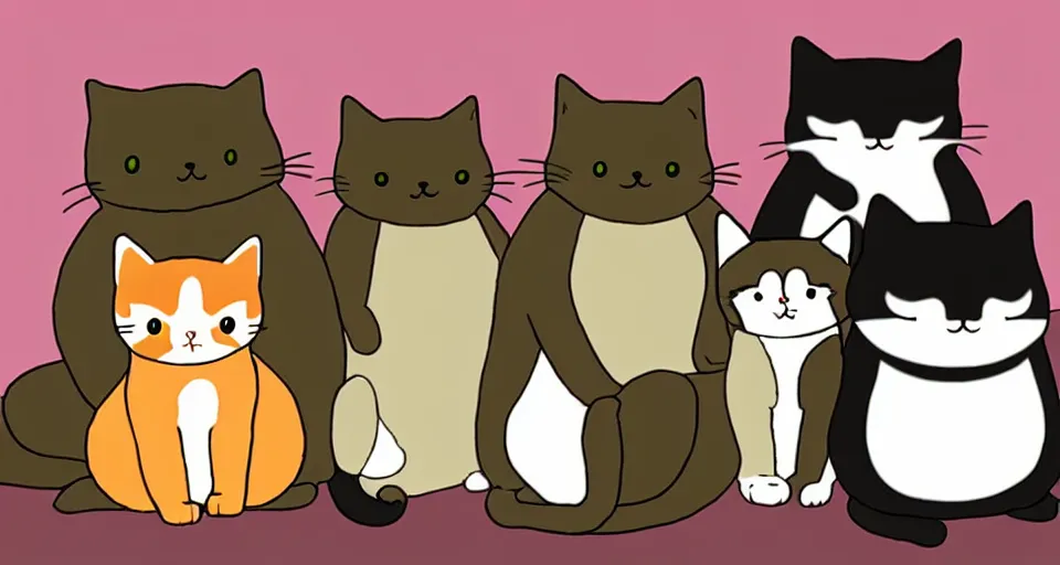 Image similar to cute anime fat cats