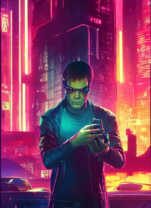 Image similar to Dexter. Hacker infiltrating corporate mainframe. Cyberpunk 2077, blade runner 2049, shadowrun, matrix Concept art by James Gurney, greg rutkowski, and Alphonso Mucha. Vivid color scheme.