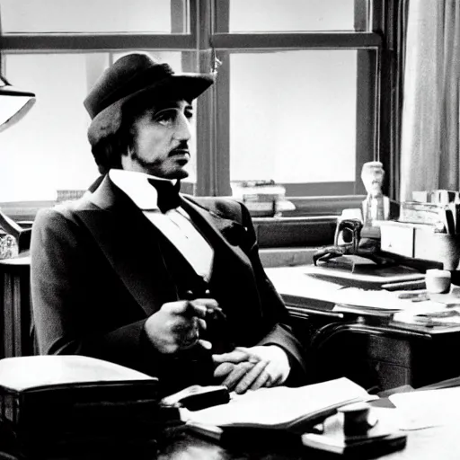 Prompt: al pacino in the godfather seated at his desk