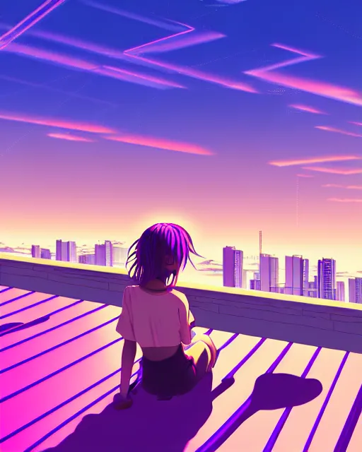 detailed aesthetic vaporwave illustration of a girl | Stable Diffusion ...