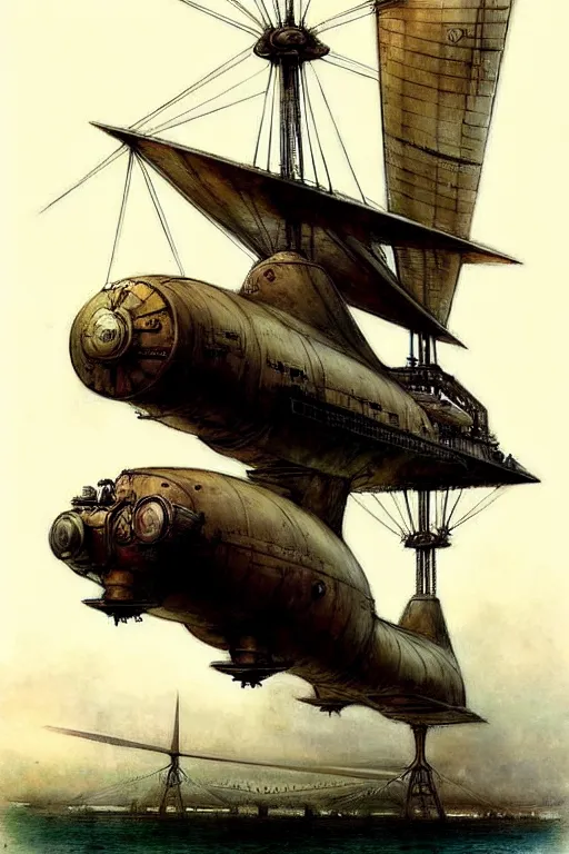 Image similar to (((((1950s steampunk airship . muted colors.))))) by Jean-Baptiste Monge !!!!!!!!!!!!!!!!!!!!!!!!!!!