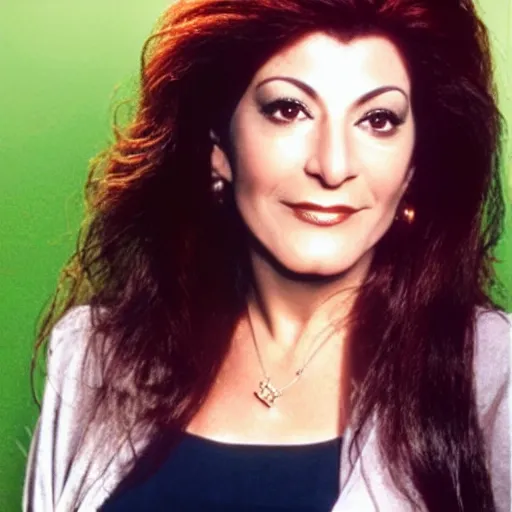 Image similar to photo of a person who looks like a mixture between marina sirtis and gates mcfadden