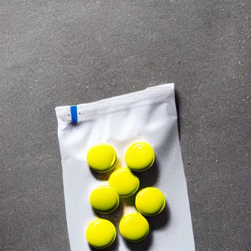 Image similar to yellow m & m holding bag of white powder