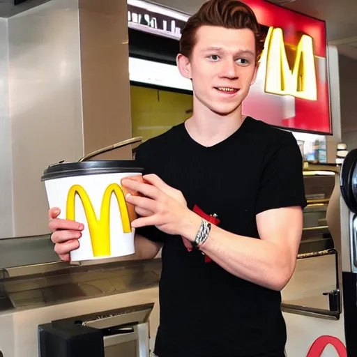 Prompt: tom holland visits mcdonalds