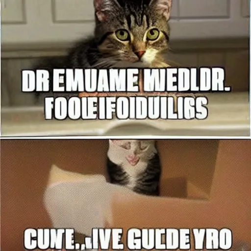 Prompt: Funny cat meme.