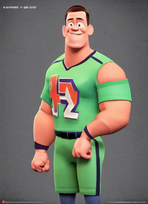 Image similar to portrait of john cena in the style of pixar 3 d animation