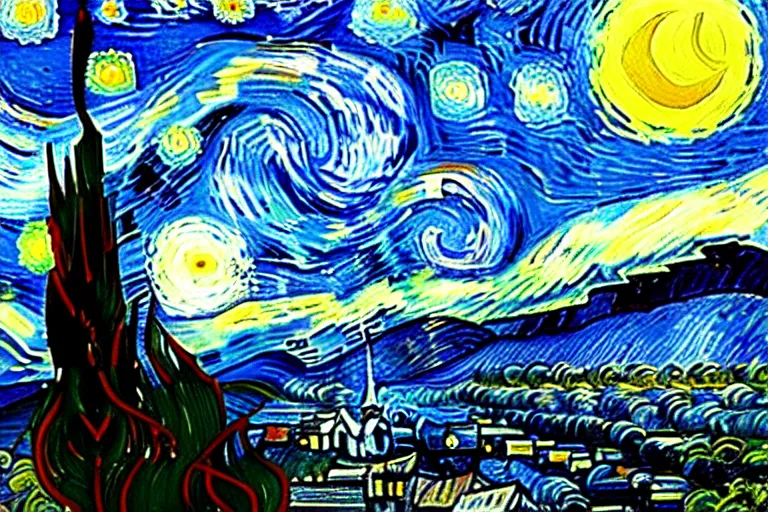 Prompt: Vincent van Gogh's paintings Starry Night and Sunflowers combined, 8K, award winning