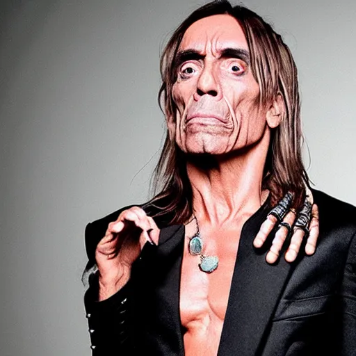 Image similar to Robot Iggy Pop 80% robot 20%man