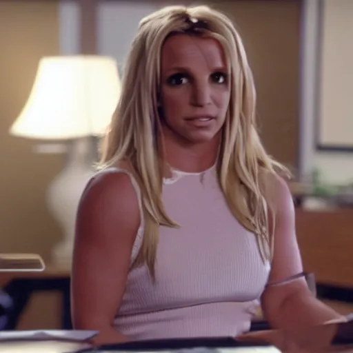 Image similar to cinematic still of britney spears in the office