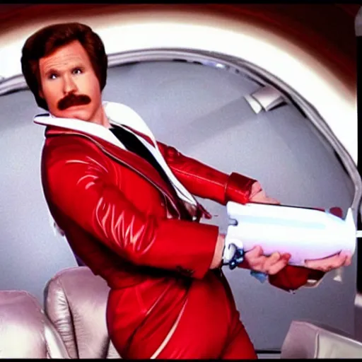 Prompt: ron burgundy as buck rogers,